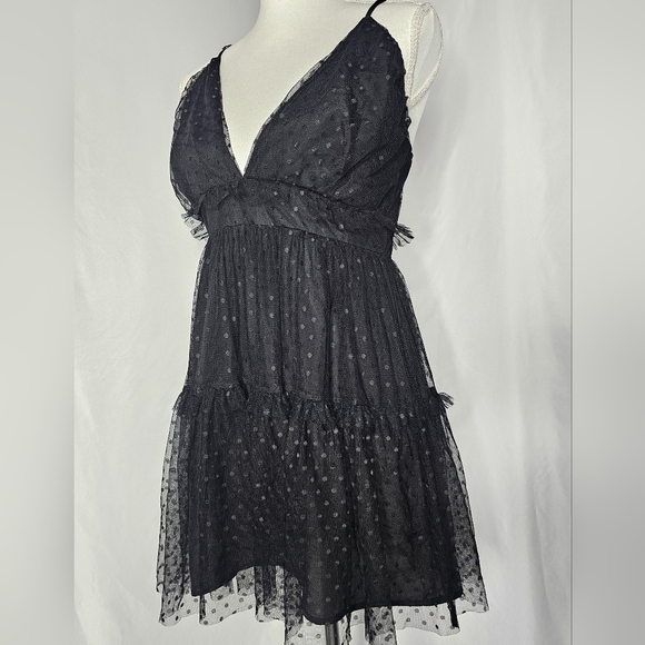 PrettyLittleThing Tulle Polka Dot Mini Dress Size 12 - Picture 3 of 5